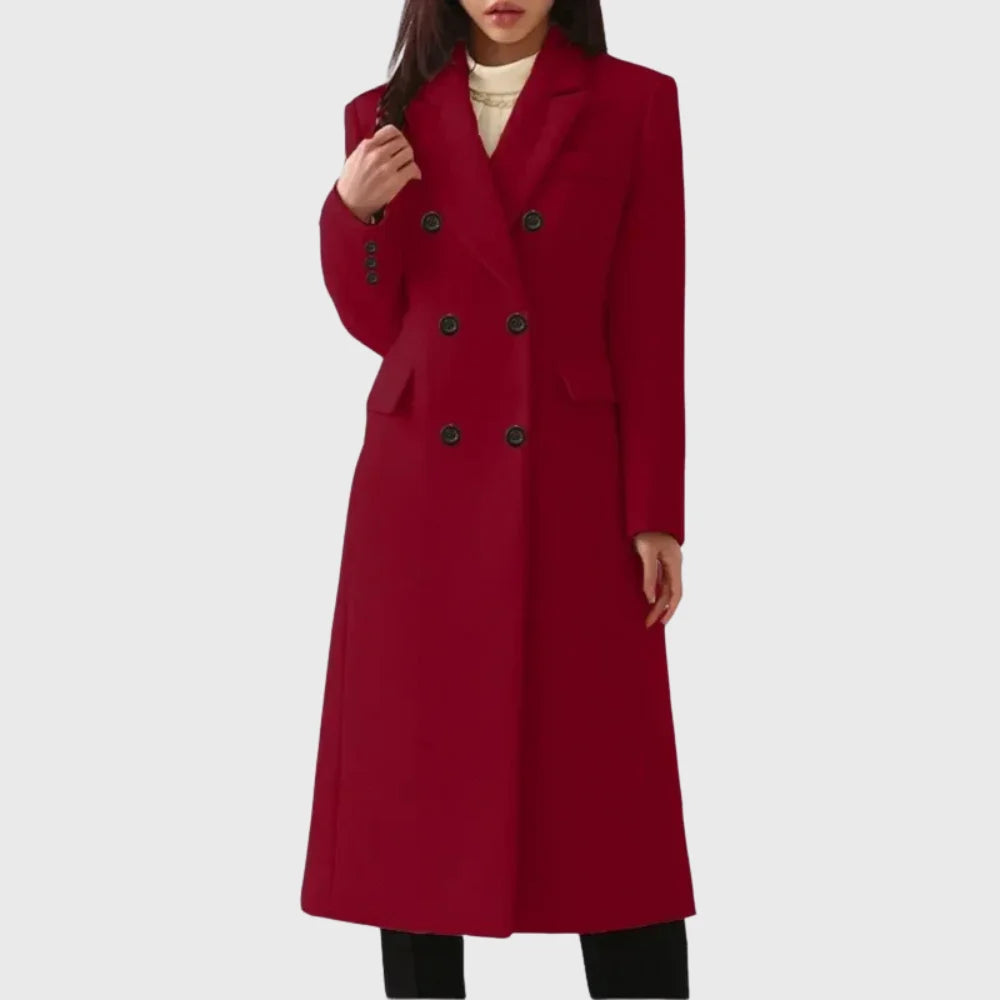 Women's Double-Breasted Wool Coat – Notch Lapels