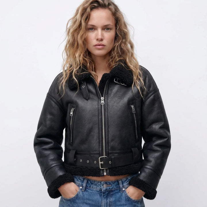 Women's Double-Sided Shearling Bomber Jacket
