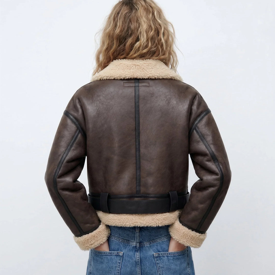Women's Double-Sided Shearling Bomber Jacket