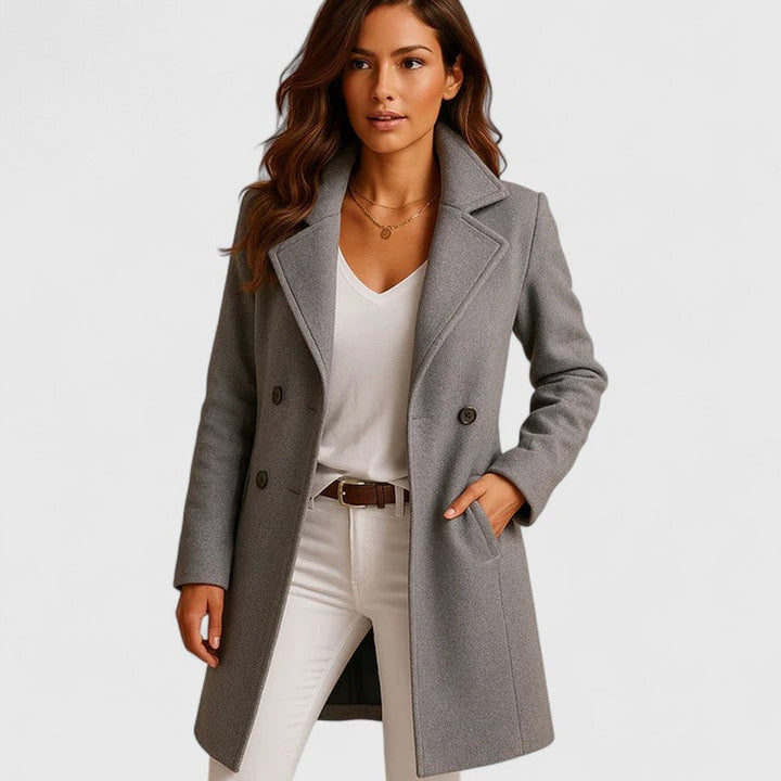 Women's Coat – Longline Tailored Notch Lapel Button Front