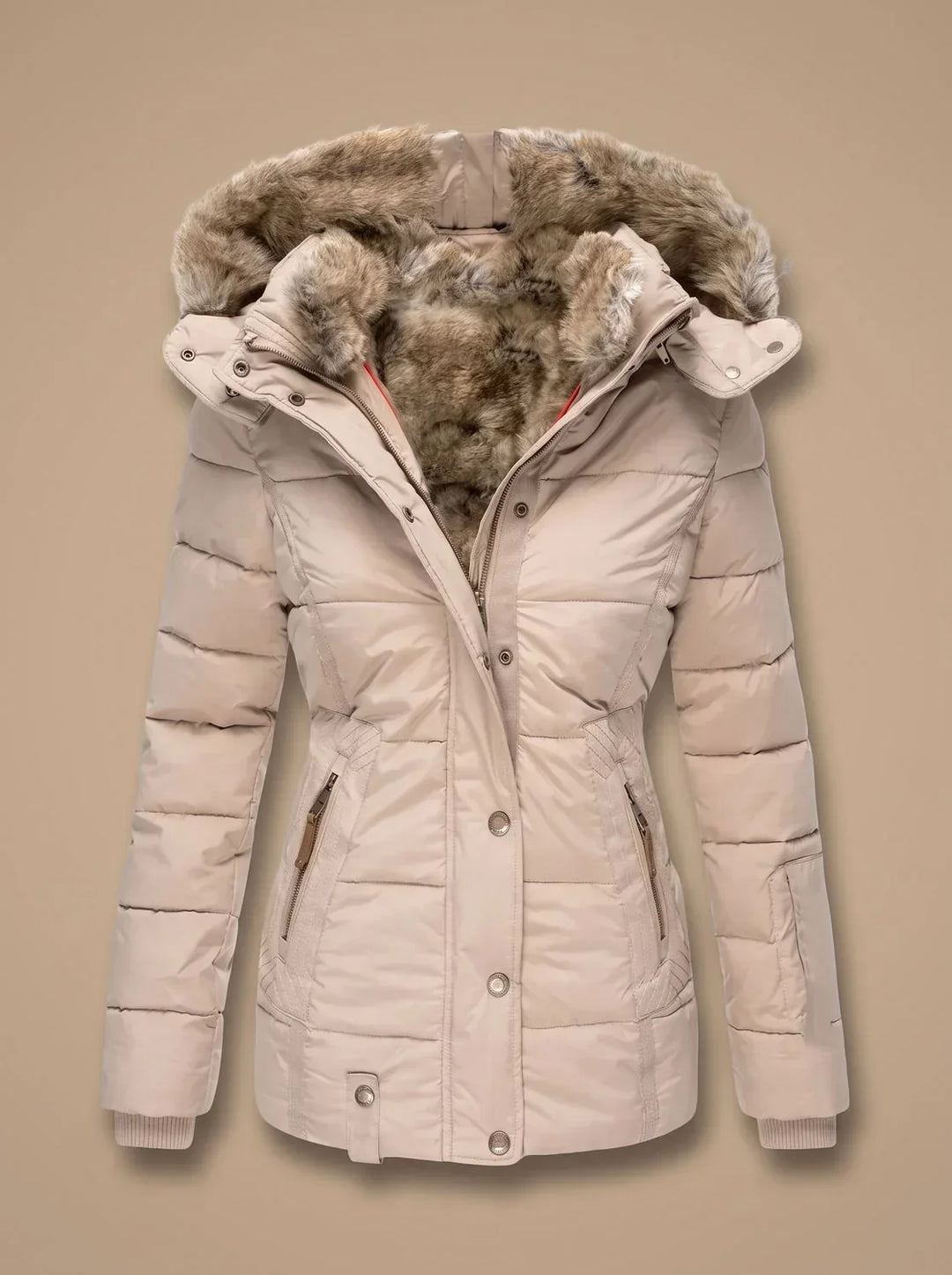 Women's Puffer Coat Faux-Fur Hooded Quilted Winter