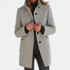 Women's Felted Wool Coat – Stand Collar And Button-Front Closure