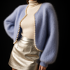 Women's Cardigan – Beaded Fluffy Cropped