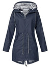 Women's Hooded Drawstring Waterproof Rain Coat