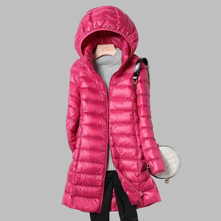 Women's Hooded Long Down Jacket – Full-Length Coverage