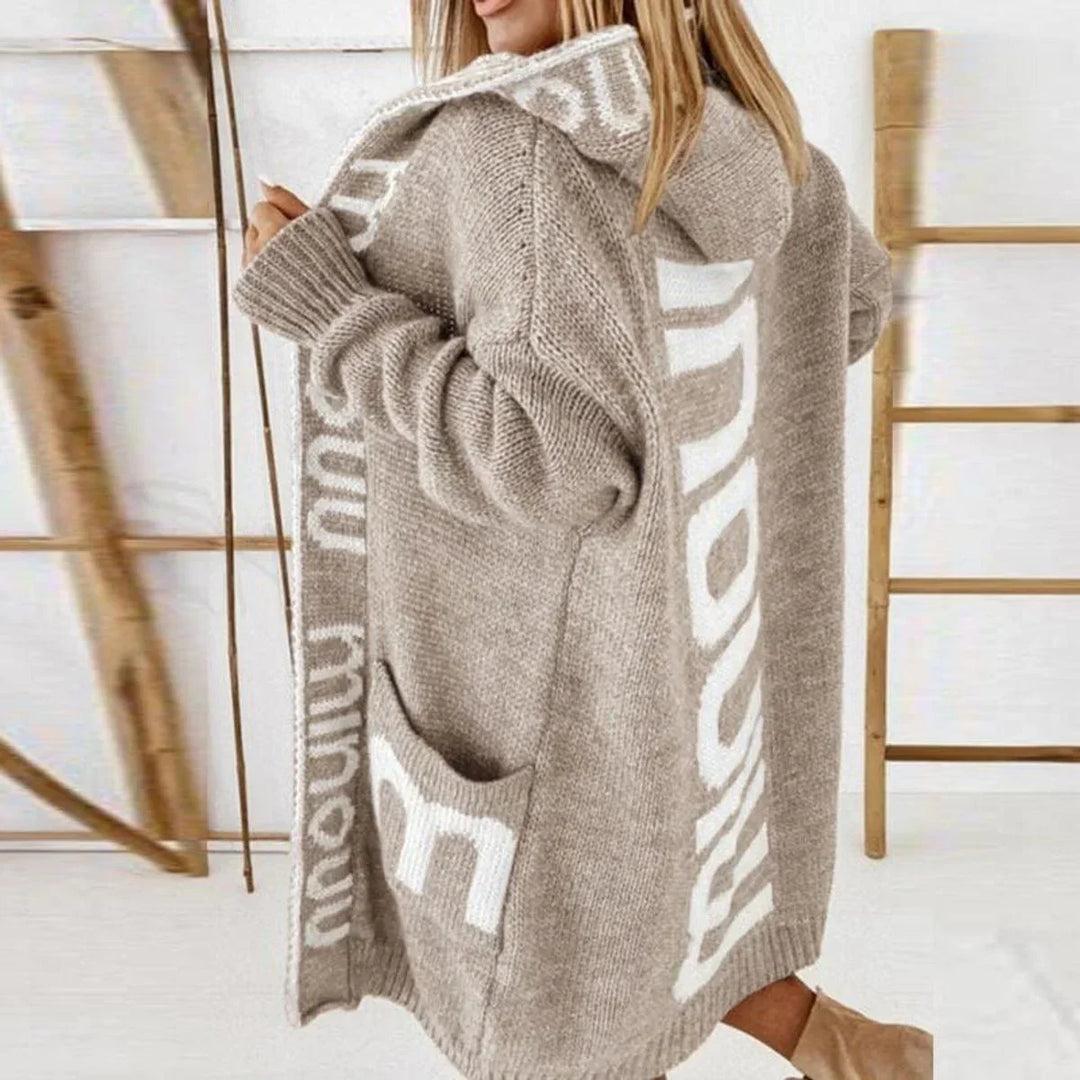 Women's Hooded Open-Front Knit Cardigan Sweater Jacket