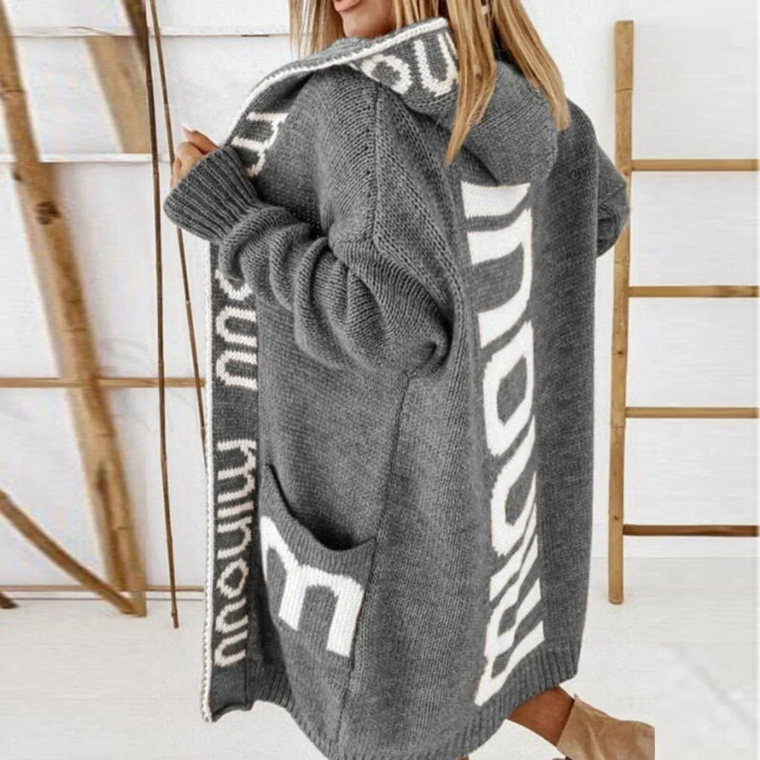Women's Hooded Open-Front Knit Cardigan Sweater Jacket
