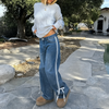 Women's Jeans – Baggy Wide-Leg Side Stripes