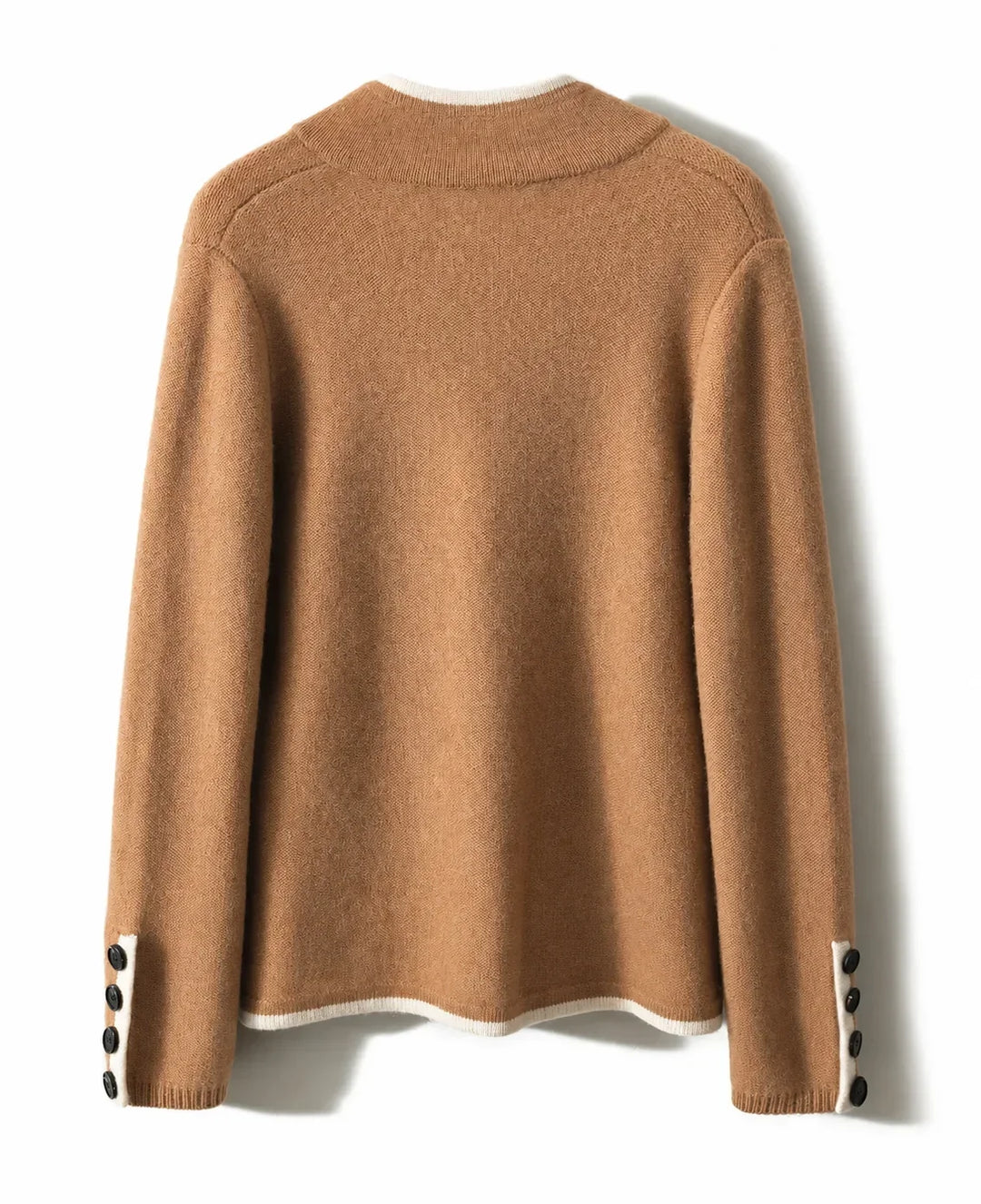 Women's Knit Button-Front Cardigan Sweater – Contrast Trim And Cuff Buttons