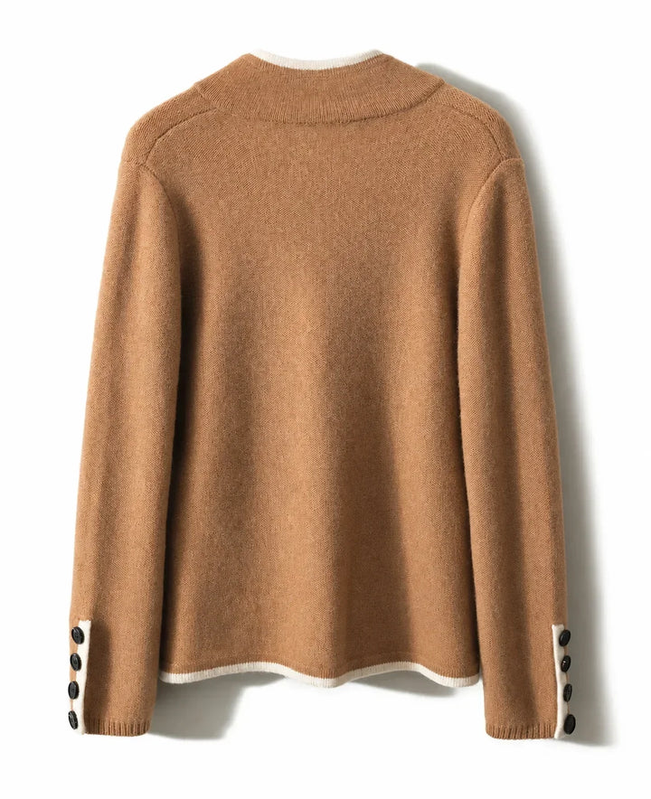 Women's Knit Button-Front Cardigan Sweater – Contrast Trim And Cuff Buttons