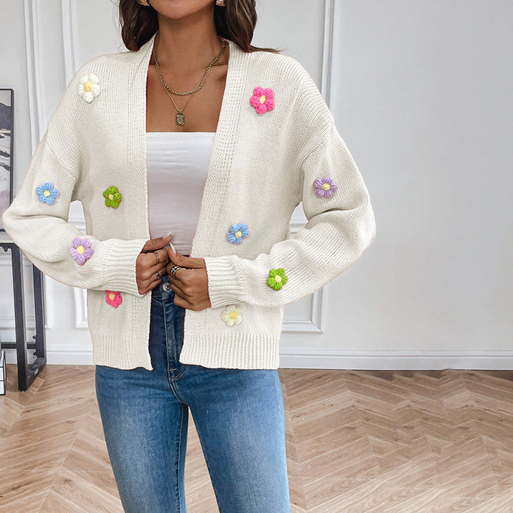 Women's Cardigan – 3D Floral Knit