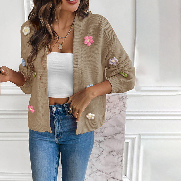 Women's Cardigan – 3D Floral Knit