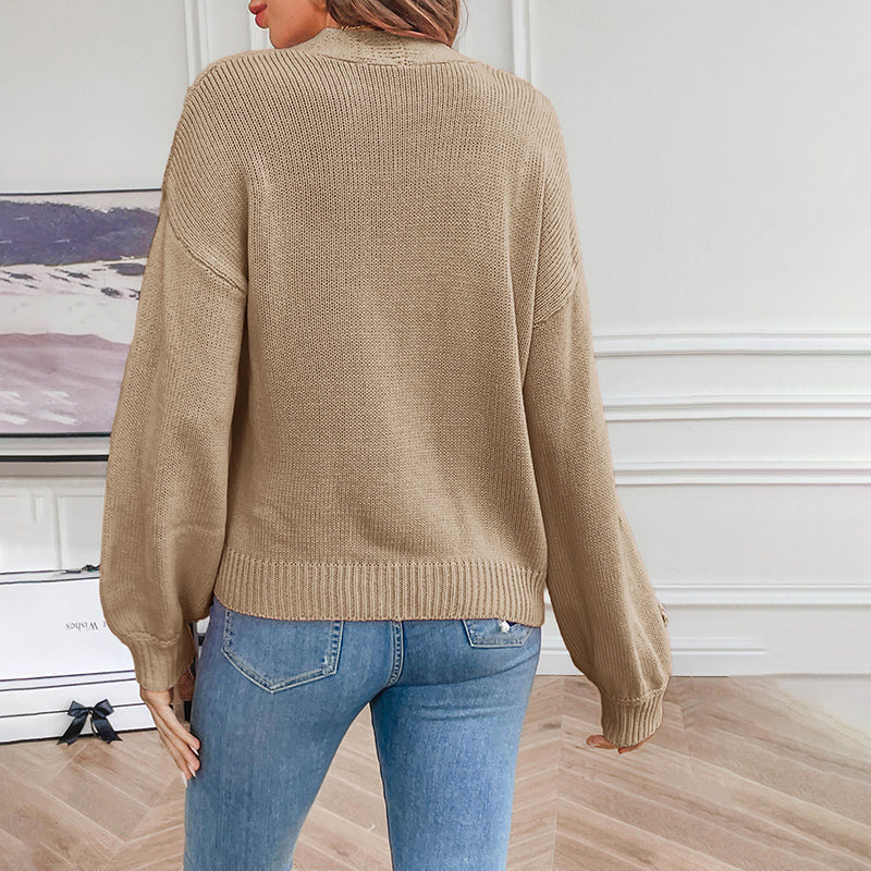 Women's Cardigan – 3D Floral Knit