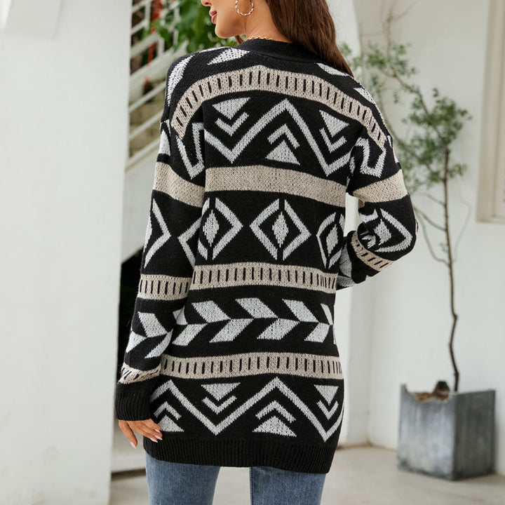 Women's Cardigan – Longline Patterned Knit