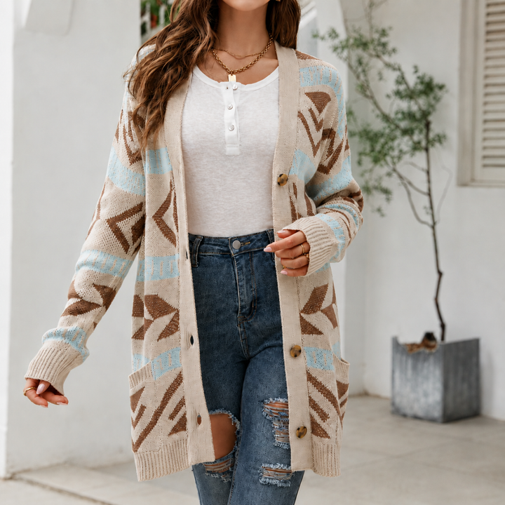 Women's Cardigan – Longline Patterned Knit
