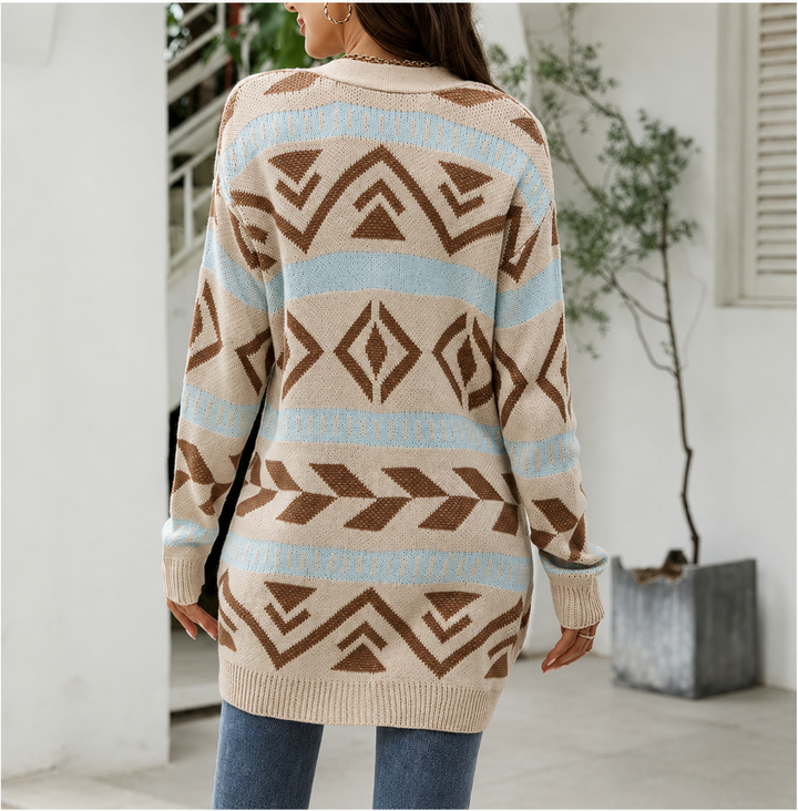 Women's Cardigan – Longline Patterned Knit