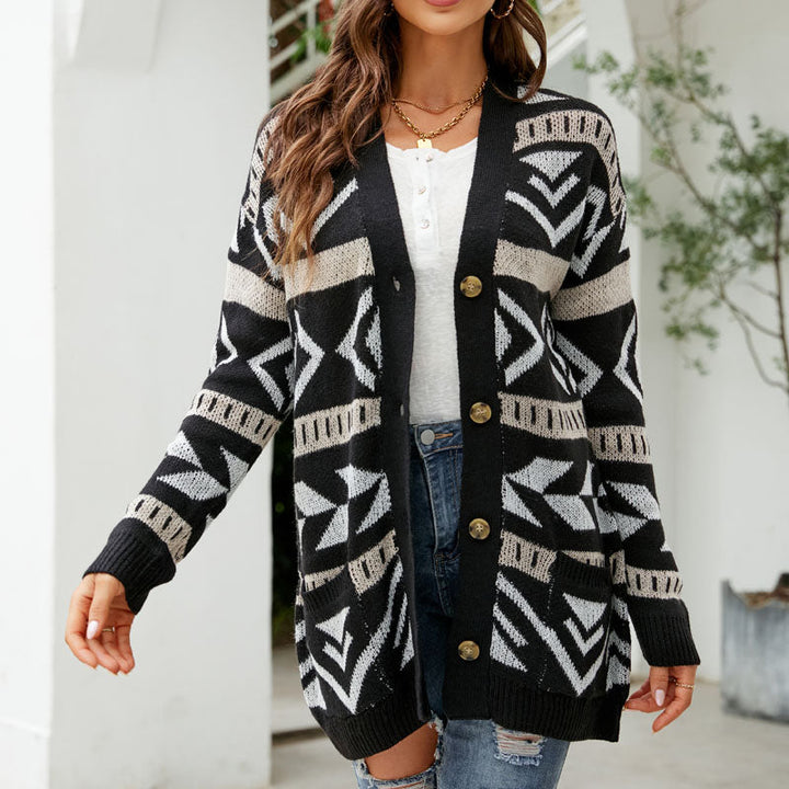 Women's Cardigan – Longline Patterned Knit
