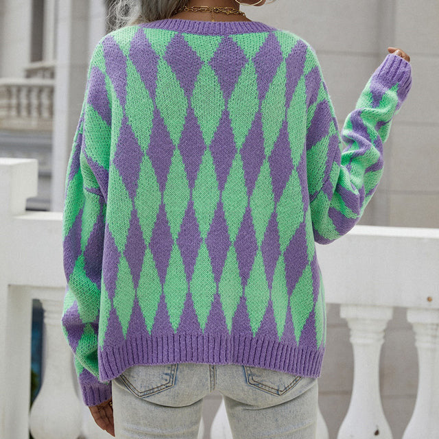 Women's Cardigan – Diamond Knit Button