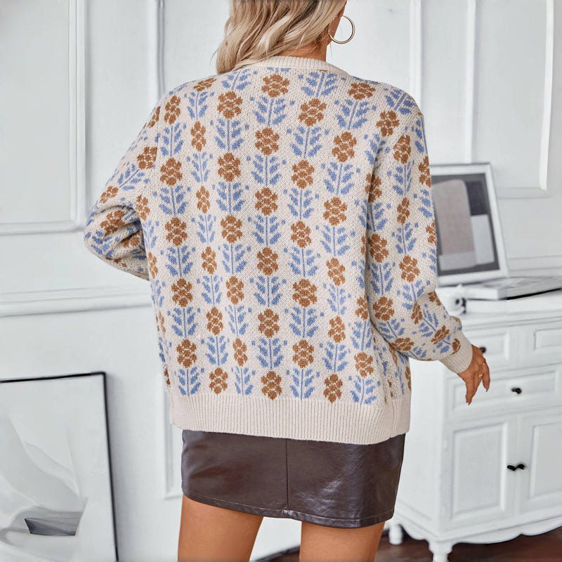 Women's Cardigan – Vintage Floral Knit