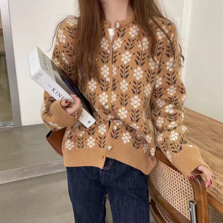 Women's Cardigan – Vintage Floral Knit