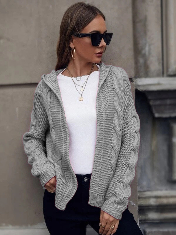 Women's Cardigan – Hooded Cable Knit