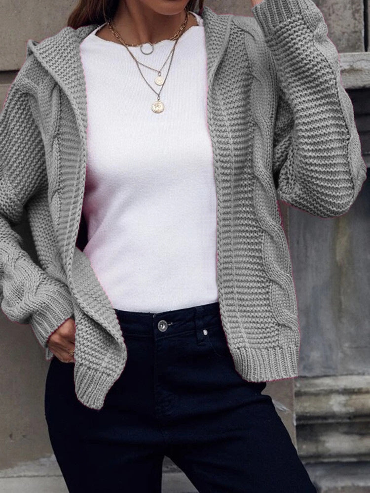 Women's Cardigan – Hooded Cable Knit