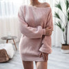 Women's Mini Dress – Off-Shoulder Batwing Knit