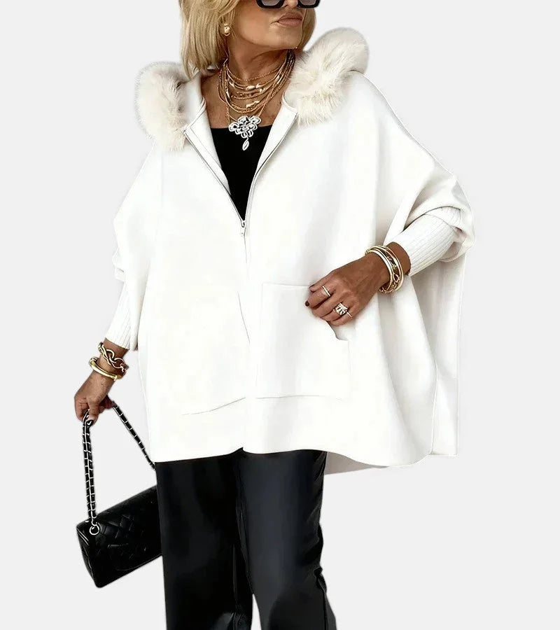 Women's Knit Hooded Cardigan – Full-Zip, Fur-Trim And Patch Pockets