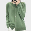 Women's Knit Long-Sleeve Cardigan Sweater – Crew-Neck Button Closure
