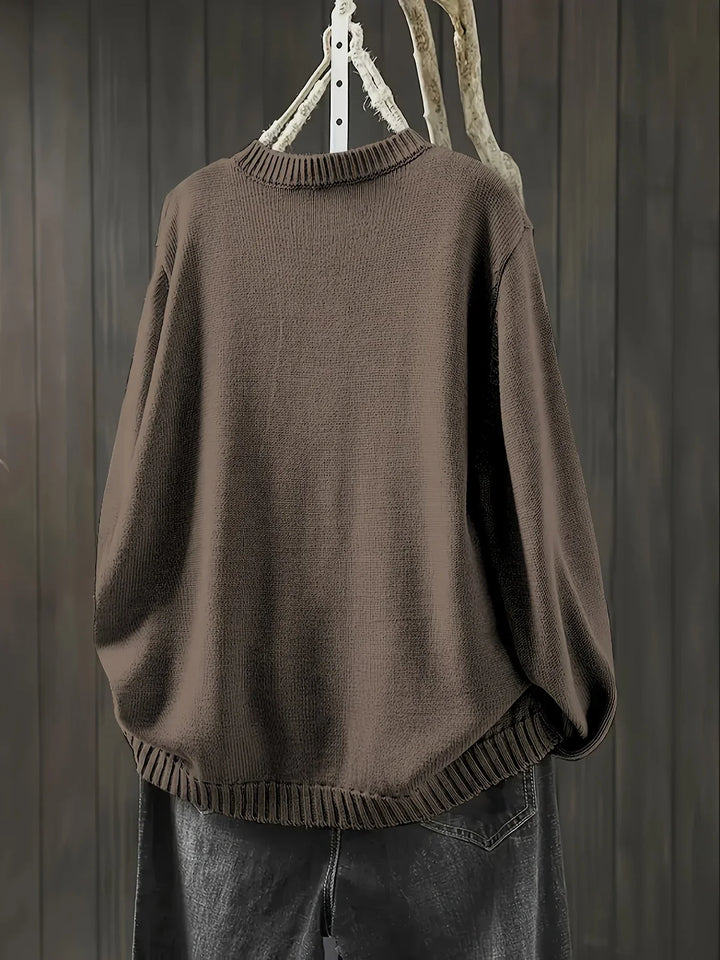 Women's Knit Loose-Fit Cardigan Sweater – Multicolor Button-Front And Crew-Neck