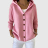 Women's Knit Pink Hooded Cardigan Sweater – Button-Front Closure