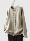 Women's Knit Relaxed-Fit Cardigan Sweater – Crewneck And Multi-Color Button-Front