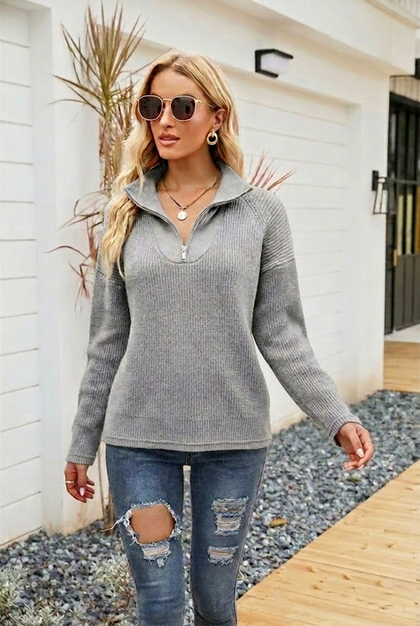Women's Jumper – Oversized Half-Zip Knit