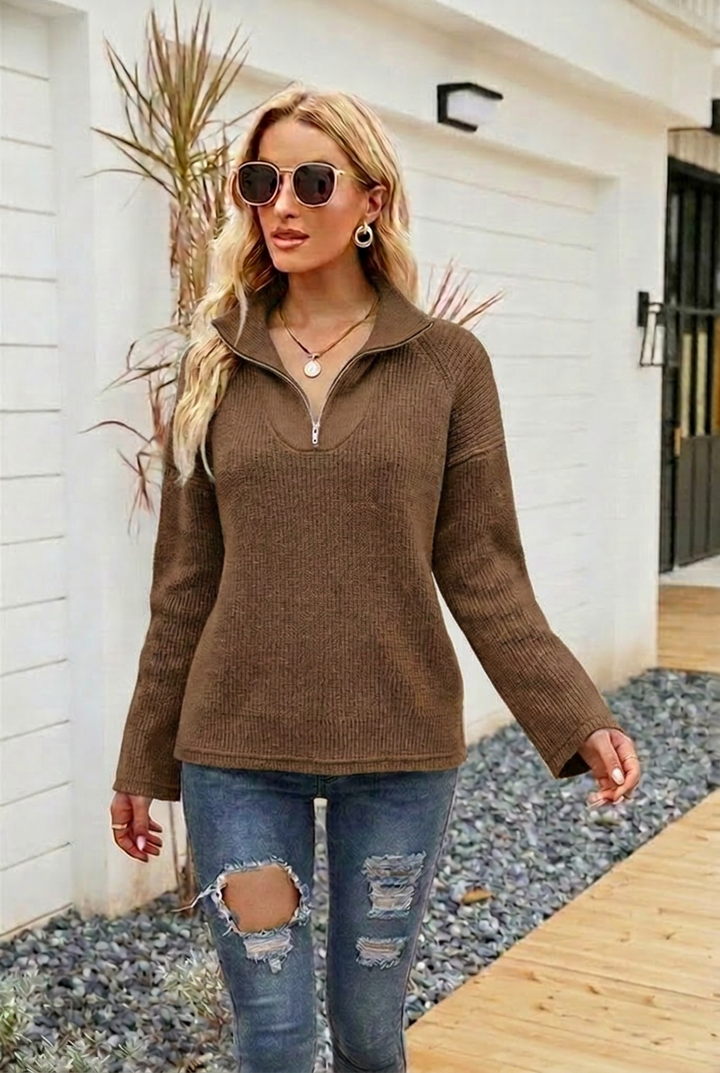 Women's Jumper – Oversized Half-Zip Knit