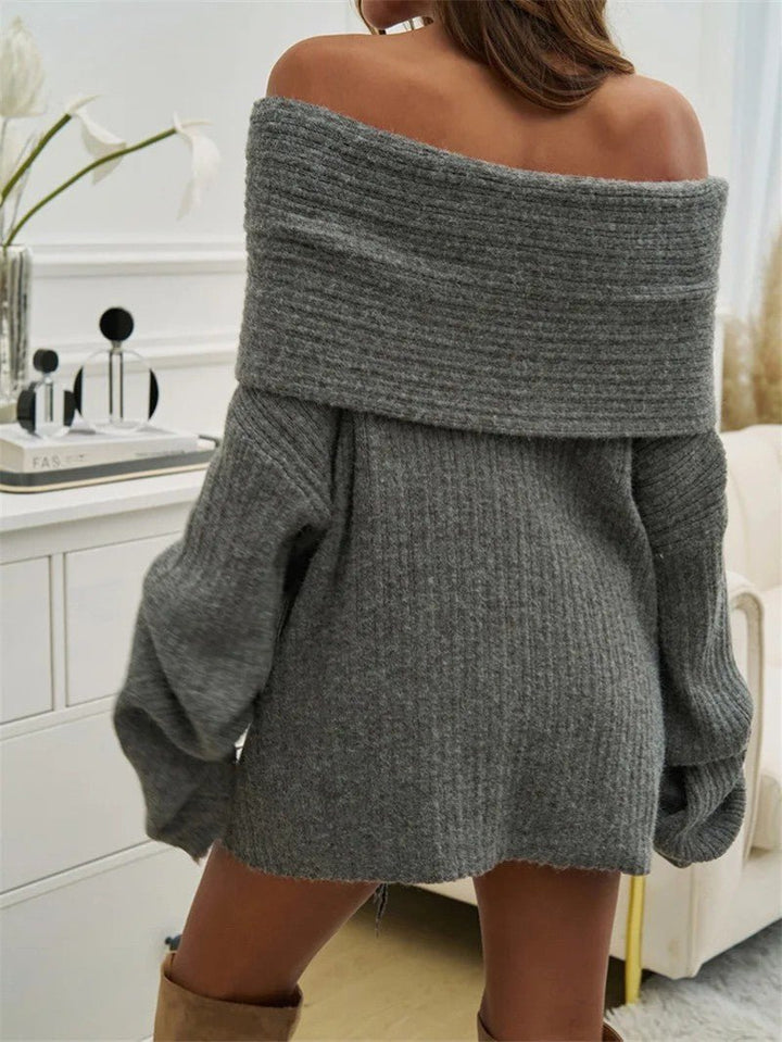 Women's Jumper – Oversized Ribbed Off-Shoulder Bardot