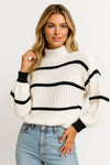 Women's Jumper – Striped Mock Neck Knit