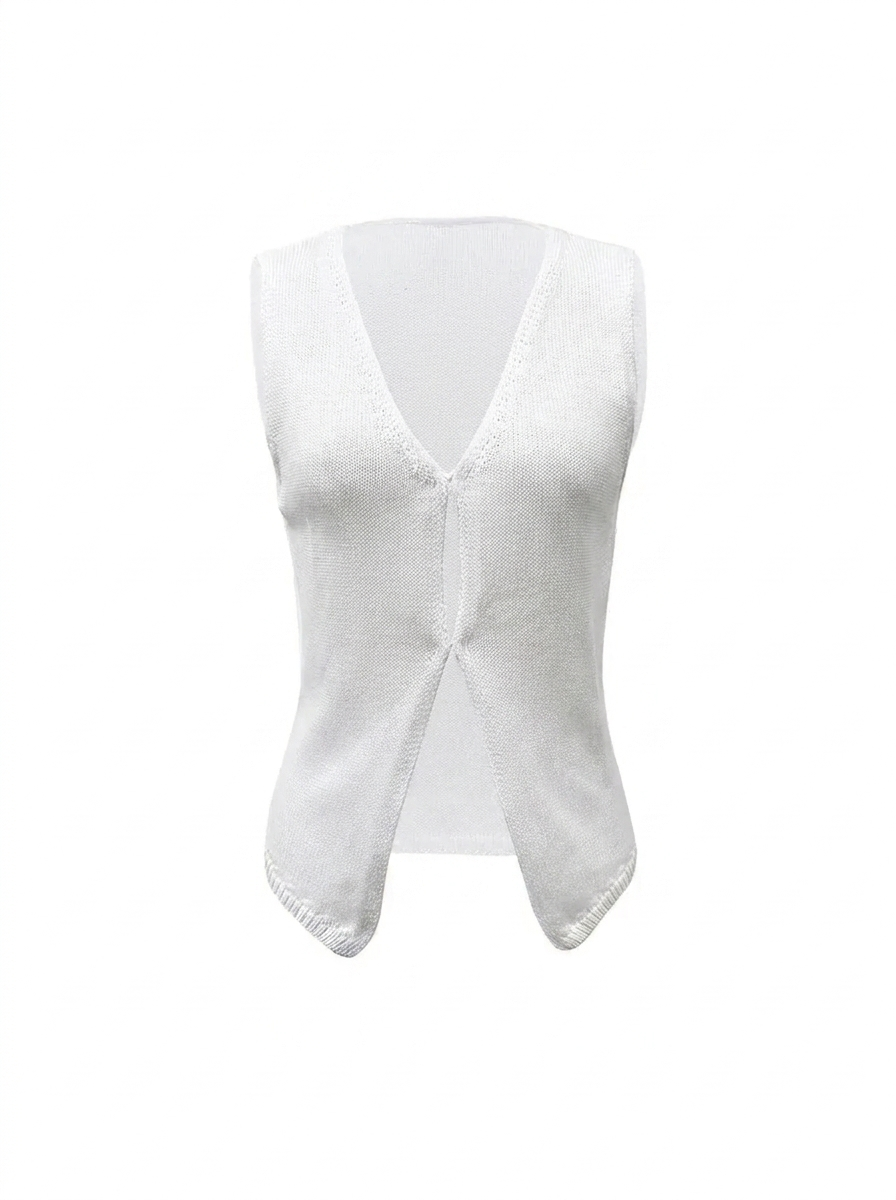 Women's Knitted Vest – Ribbed V-Neck