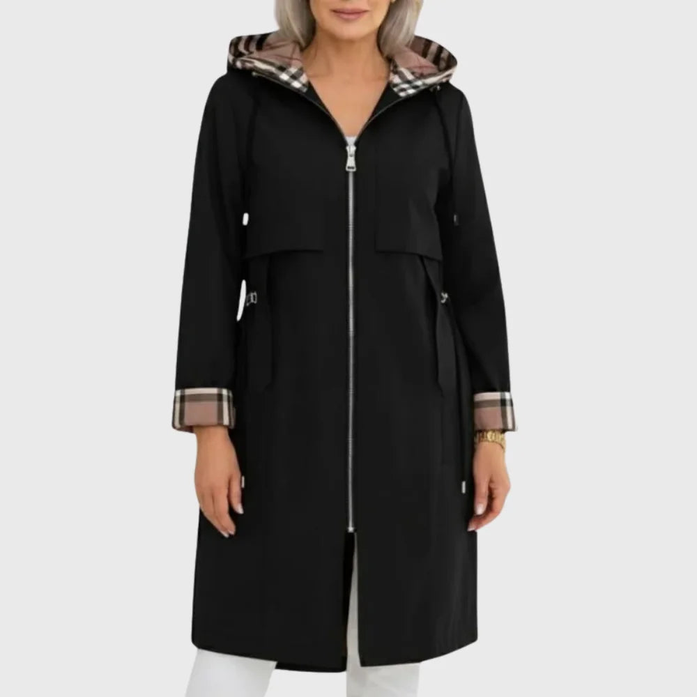 Women's Lightweight Plaid-Lined Hooded Parka – Full-Zip Front