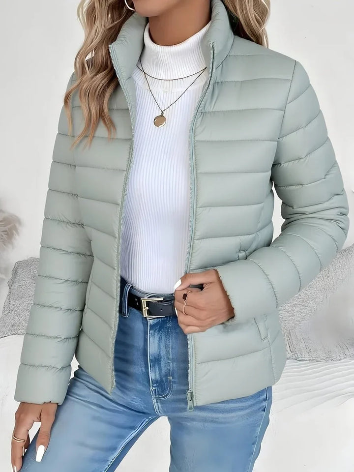 Women's Lightweight Quilted Puffer Coat Stand Collar Zip-Up Jacket