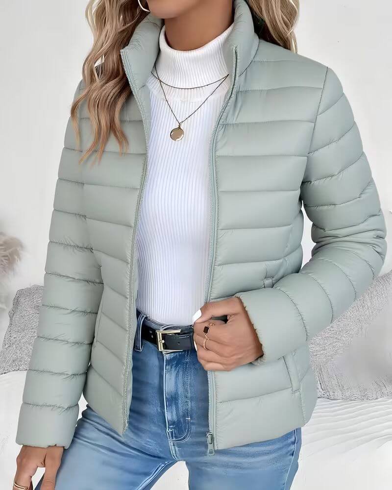 Women's Puffer Jacket – Cropped Stand Collar