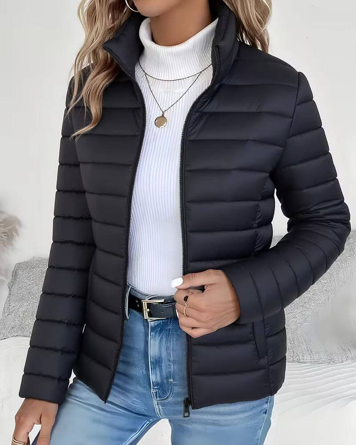 Women's Puffer Jacket – Cropped Stand Collar