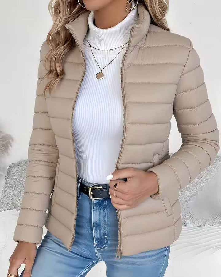 Women's Puffer Jacket – Cropped Stand Collar