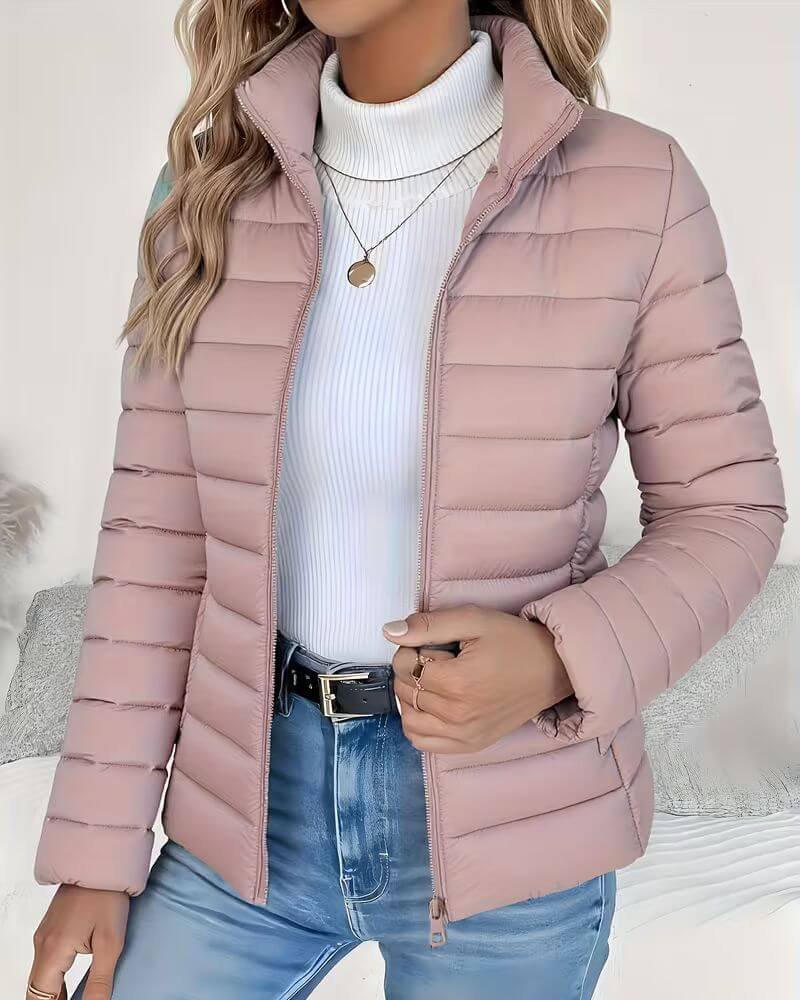 Women's Puffer Jacket – Cropped Stand Collar