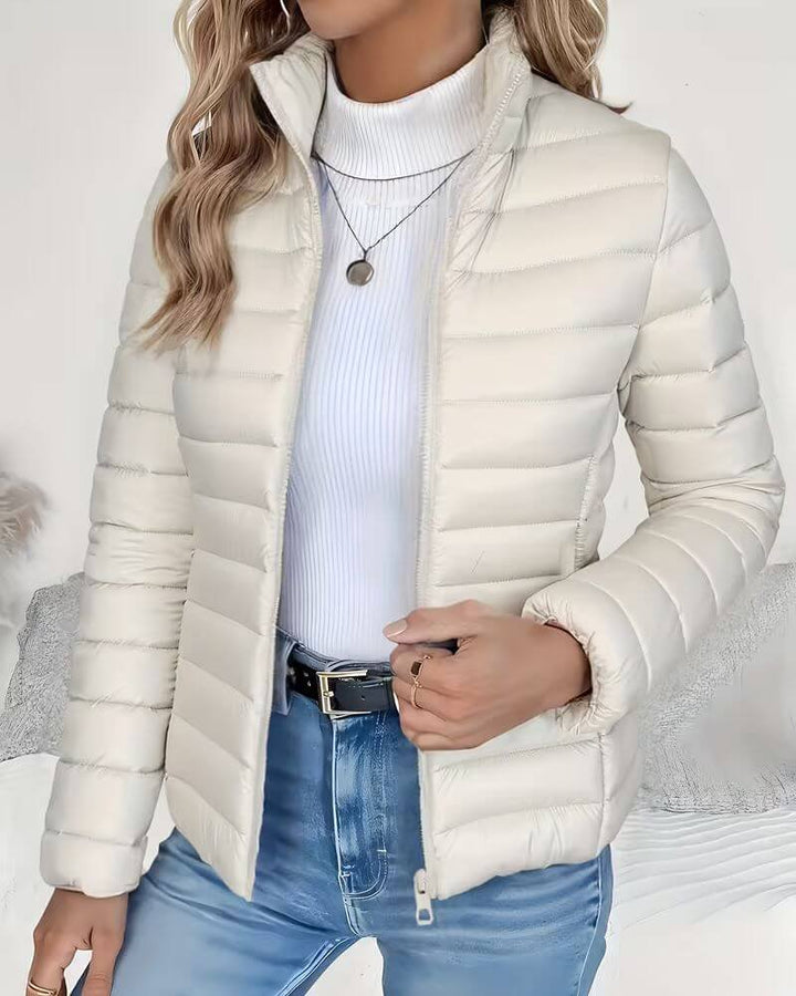 Women's Puffer Jacket – Cropped Stand Collar