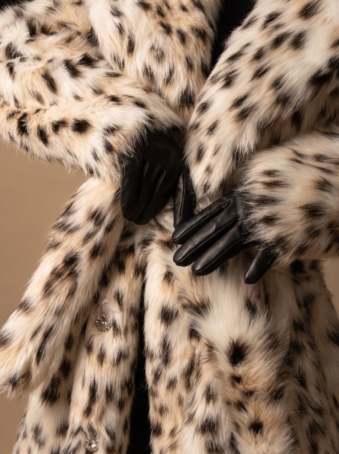 Women's Coat – Long Leopard Print Faux Fur