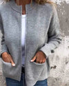 Women's Long Sleeve Ribbed Knit Cardigan Sweater – Full-Zip Closure And Pockets
