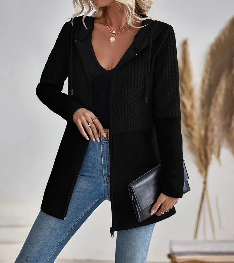 Women's Longline Cable-Knit Full-Zip Hoodie – Long Sleeves