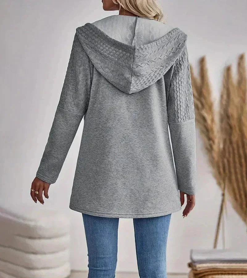 Women's Longline Cable-Knit Full-Zip Hoodie – Long Sleeves