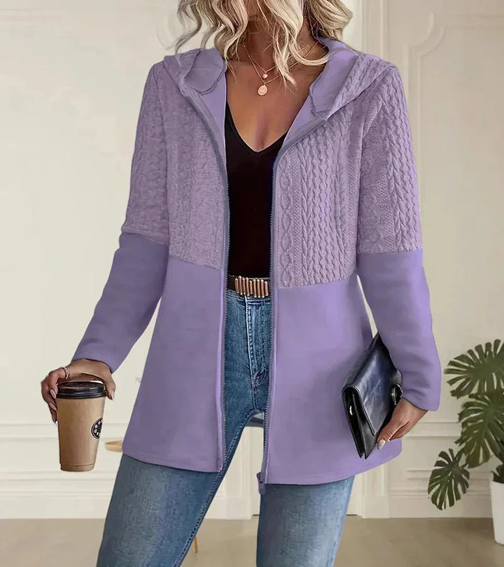 Women's Longline Cable-Knit Full-Zip Hoodie – Long Sleeves