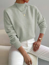 Women's Mock-Neck Long-Sleeve Knit Sweater – Relaxed Fit And Ribbed Cuffs